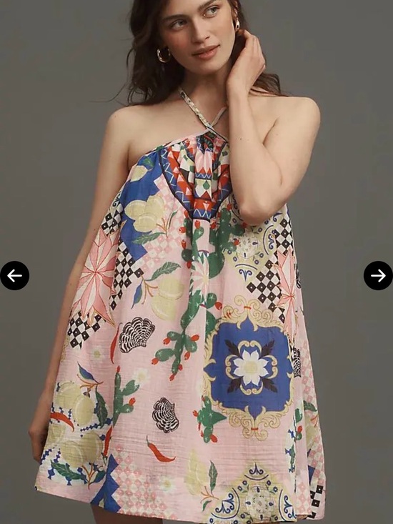 Maeve Dresses & Skirts - NWT Maeve Anthropologie Printed Halter Swing Mini Dress XL Tugboat Printshop